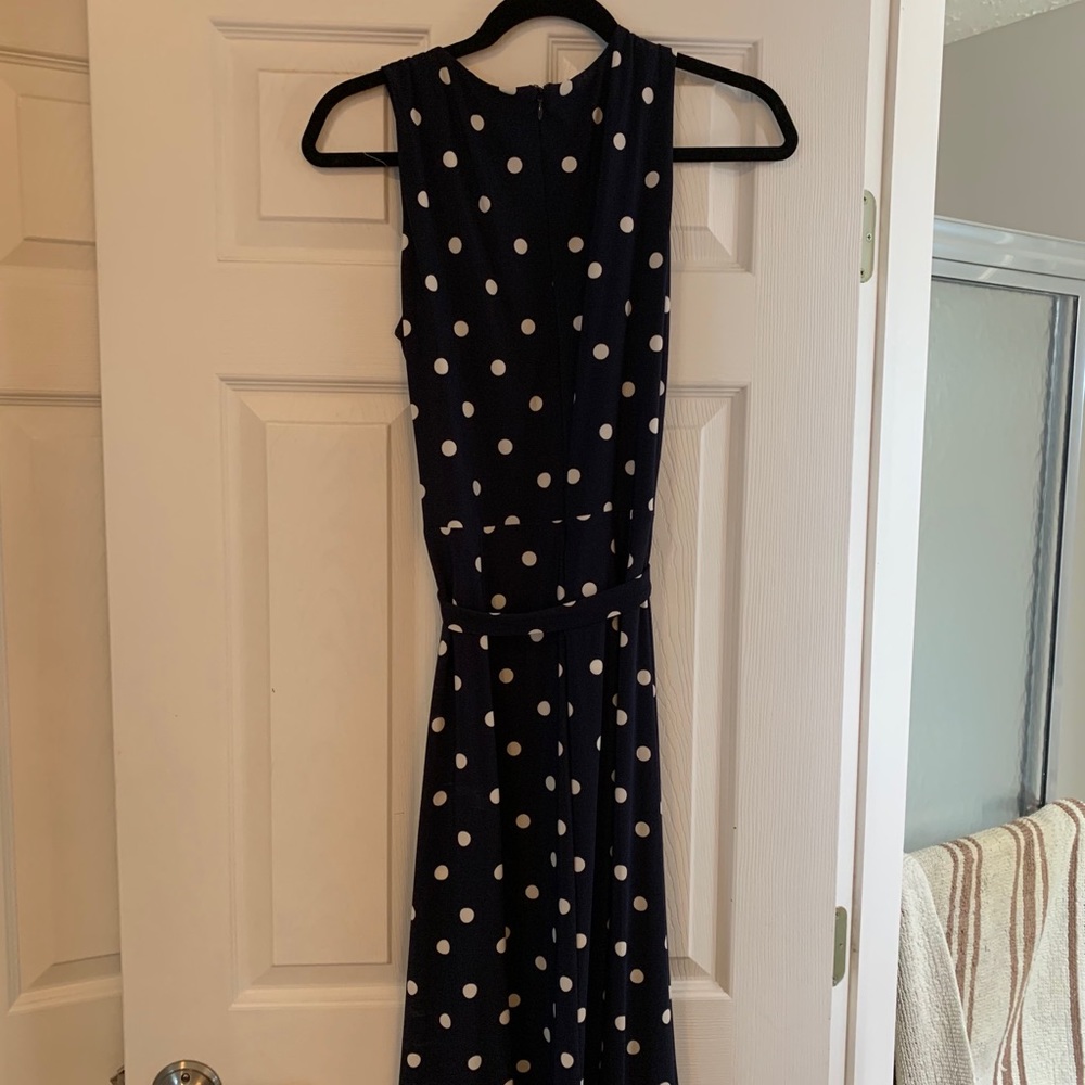 Anne Klein Navy Polka dot sleeveless dress 10